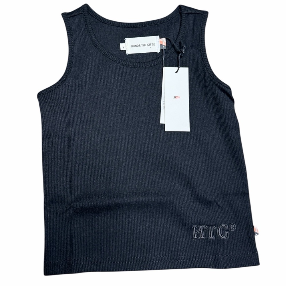 Honor The Gift Kids Ribbed Tank Top‎ Black Size 2 NWT